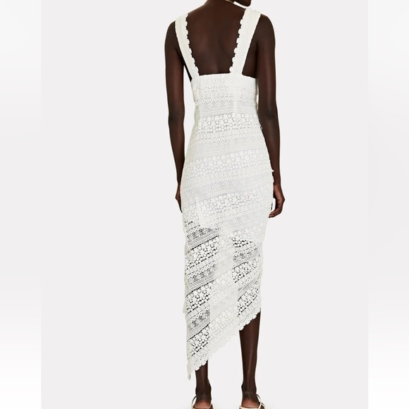 Just Bee Queen Tulum Bali Ruched Crochet Lace Dress White XS $725 - Picture 5 of 9